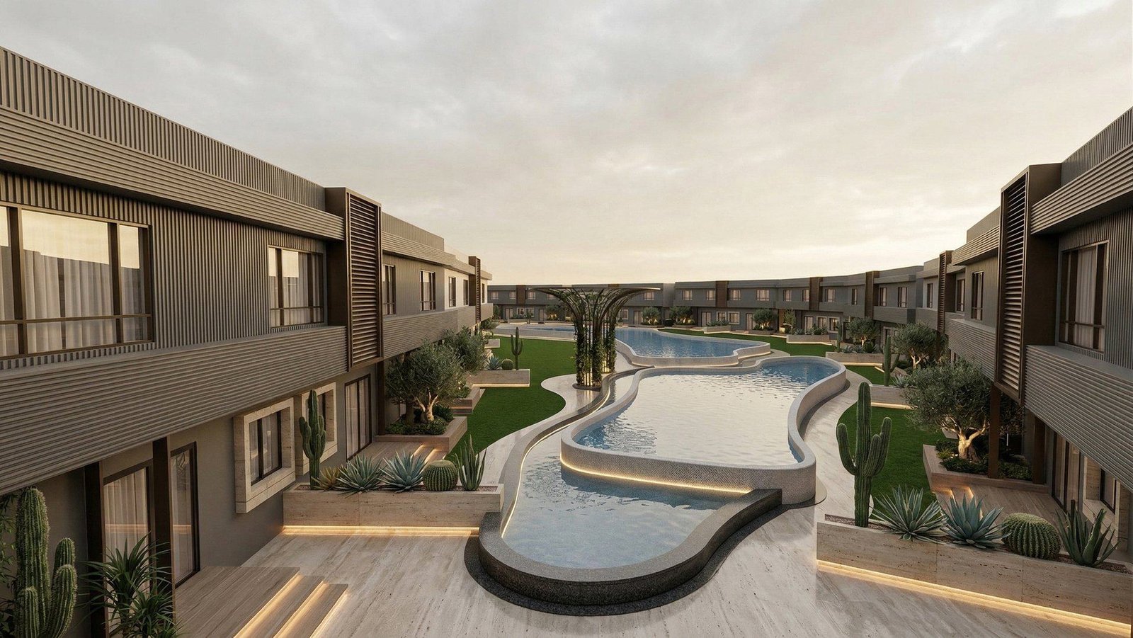 Luxury residential courtyard and pool